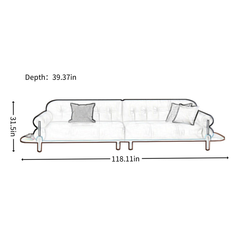 Canapé rétro de style Mid-Century, H 31,5 po x l 118,11 po x P 39,97 po