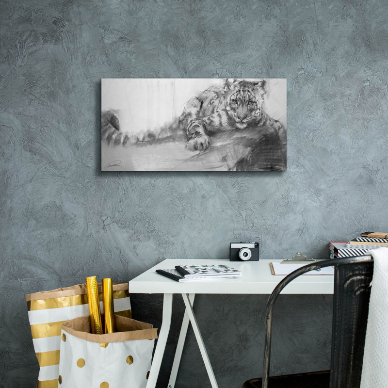 «Ahshanti Snow Leopard» par Robert Campbell - reproduction sur toile tendue, H 12 po x l 24 po x P 0,75 po