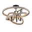 Lustre en bois massif à 6 lumières avec abat-jour en métal et abat-jour ajustable Farmhouse