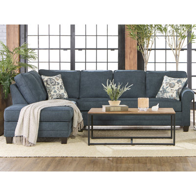 Hughes Furniture 2 Piece 3700Sec Left Facing Chaise Sectional - Lotus Aegean/Suzani Haze