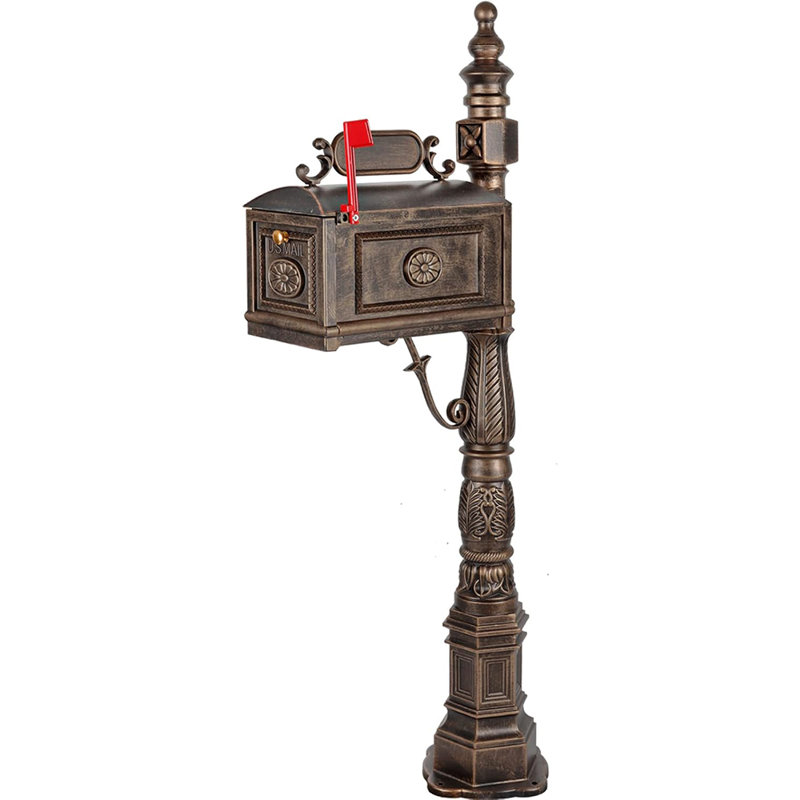 Bronze Cast Aluminum Decorative Pedestal Mailbox