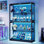 Vitrine RVB avec tablettes réglables en verre, étui de rangement à 4 niveaux avec lumières à DEL et portes à pression, tablette moderne pour objets de collection, noir 