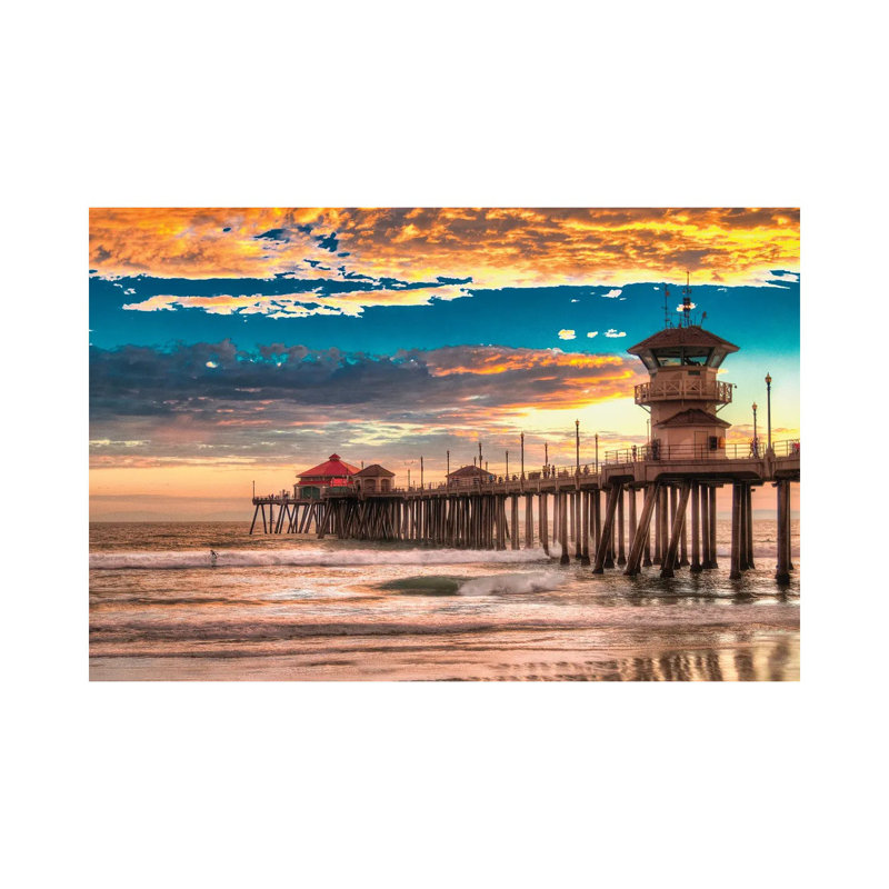 Huntington Beach Pier - Last Set. by Zoe Schumacher - Print on Canvas, Wrapped Canvas, 45.72cm H x 66.04cm W x 3.81cm D
