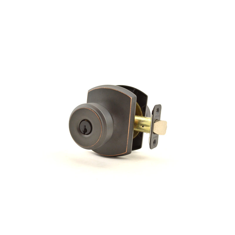 F Series Bowery Keyed Entry Knobset with Greenwich Rosette, Yes, Keyed Alike, Aged Bronze