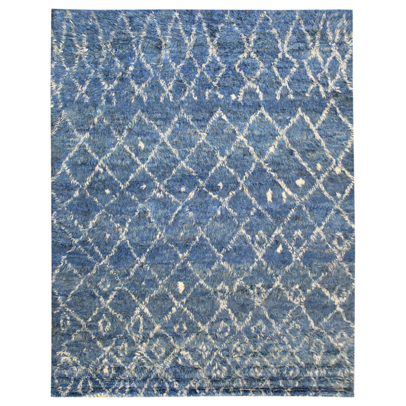 Moroccan Area Rug in Blue, Rectangle 7'11" x 10'1"