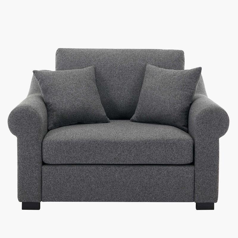 Chenille Oversized Armchair, Gray Chenille, 40.2" H x 44.5" W x 36.2" D