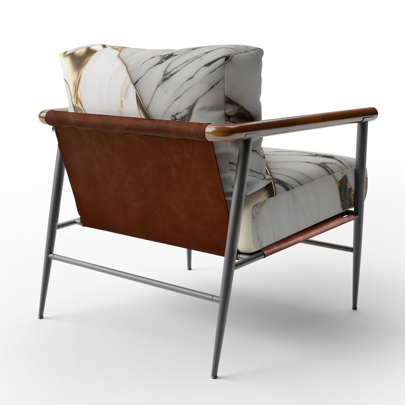 Cress - Fauteuil d'appoint rembourré en marbre, Noir, noir, noir, noir