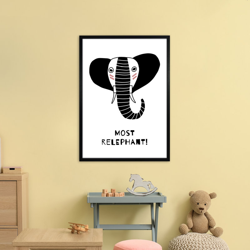 Elephant by Miniofmine - Print, 88cm H x 64cm W x 3cm D, Brown Framed