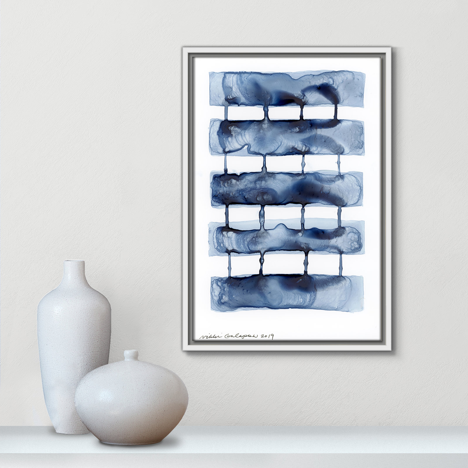 Stitched Together I by Nikki Galapon - Solid Wood Rectangle Print Single Piece Item on Canvas, White Framed Canvas