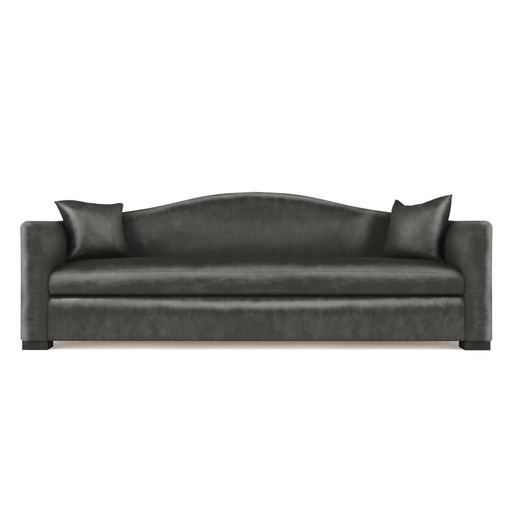 Horatio Camelback Taper Curved-Arm Sofa, Box Weave Linen Alabaster, 33" H x 96" W x 36" D, Weathered