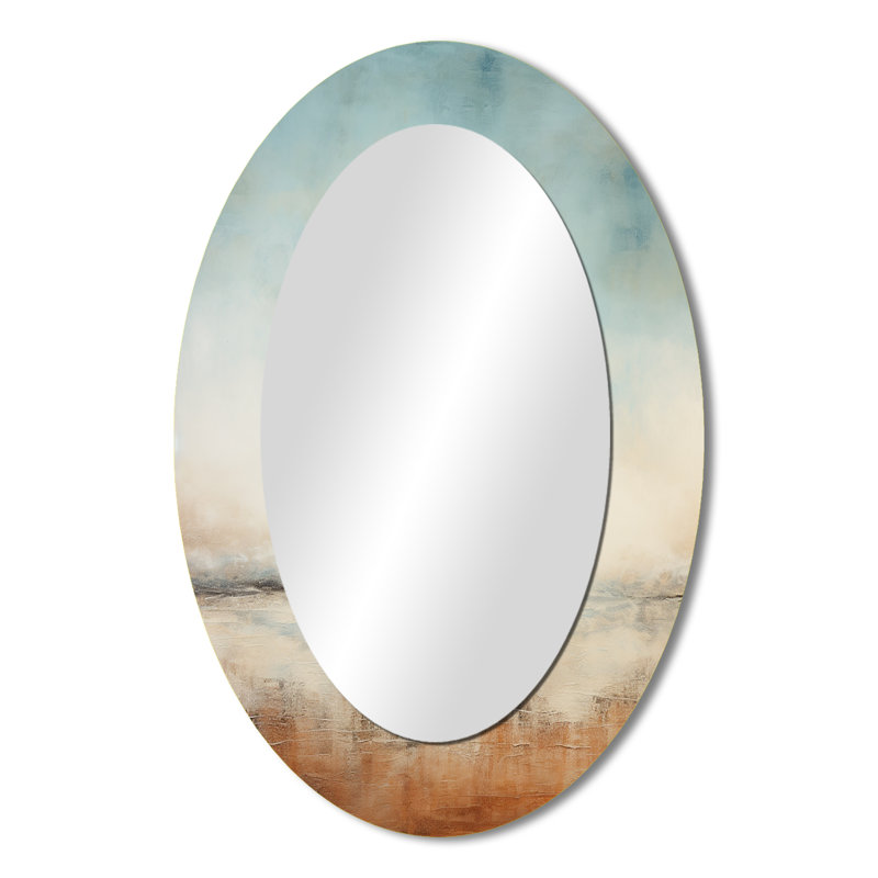 Elemental Eternity Minimalisme - Miroir décoratif ovale abstrait sur métal, 36 po x 24 po
