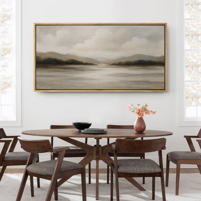 Large Framed Canvas Print Wall Art - Neutral Abstract Landscape Print for Minimalist Modern Wall Decor