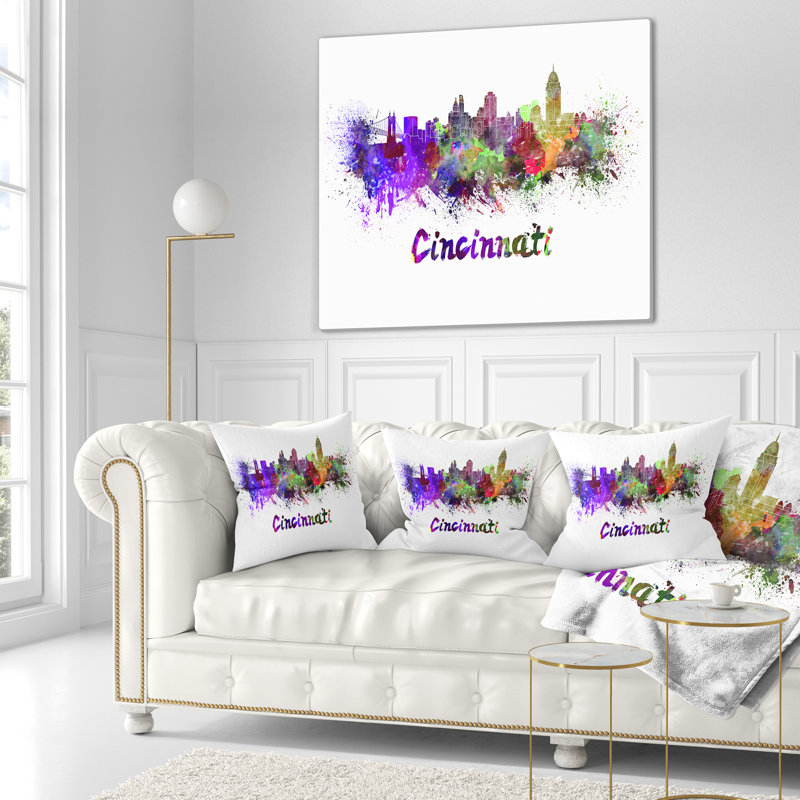 Cincinnati Skyline - Cityscape Printed Throw Pillow