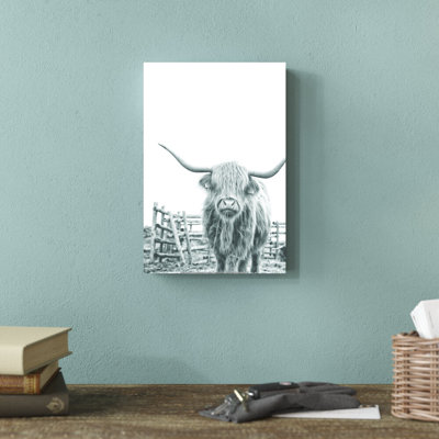 Noir et blanc Highland Cow - impression