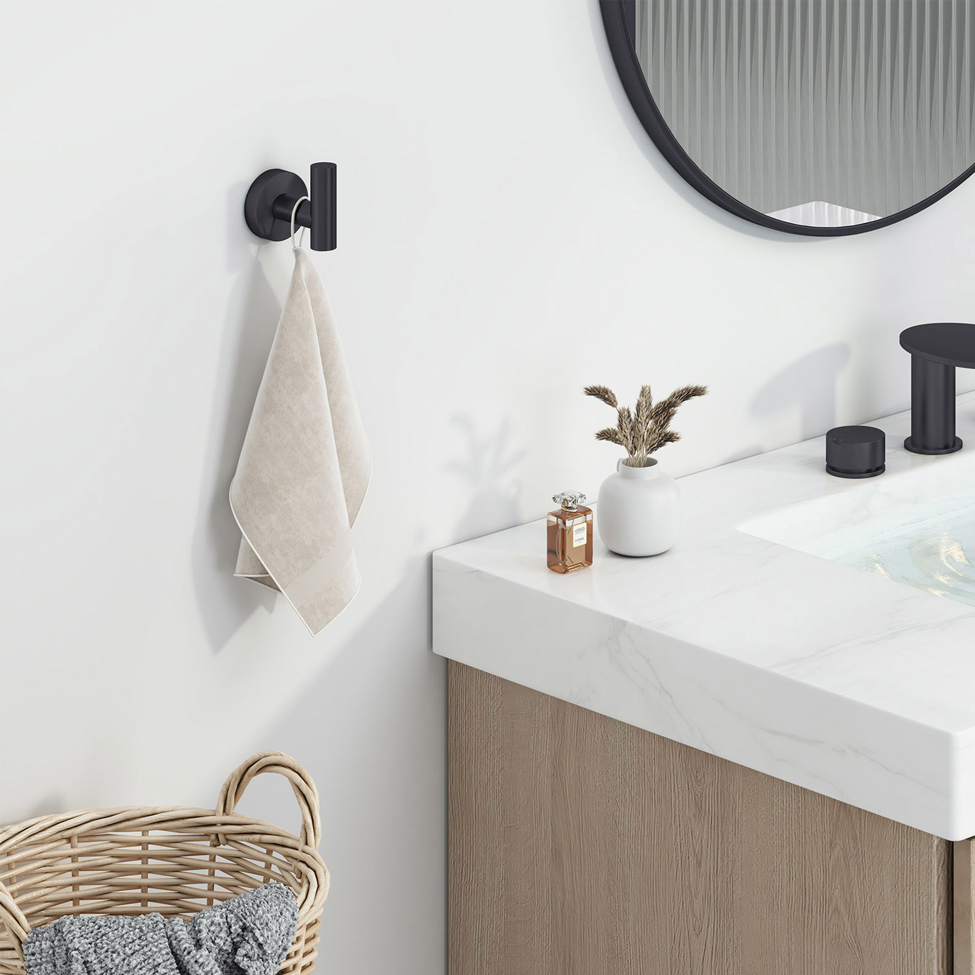 Wall Mounted Towel Hook, Black