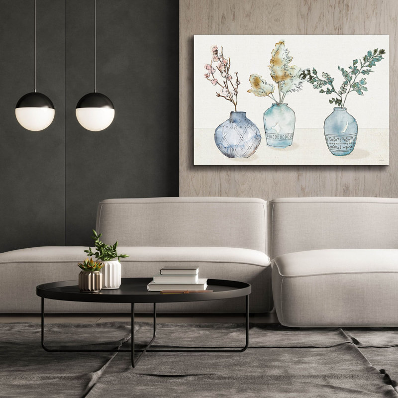 «Fresh Farmhouse 1 Blue» par Anne Tavoletti, art mural sur toile, H 40 po x l 60 po x P 1,5 po