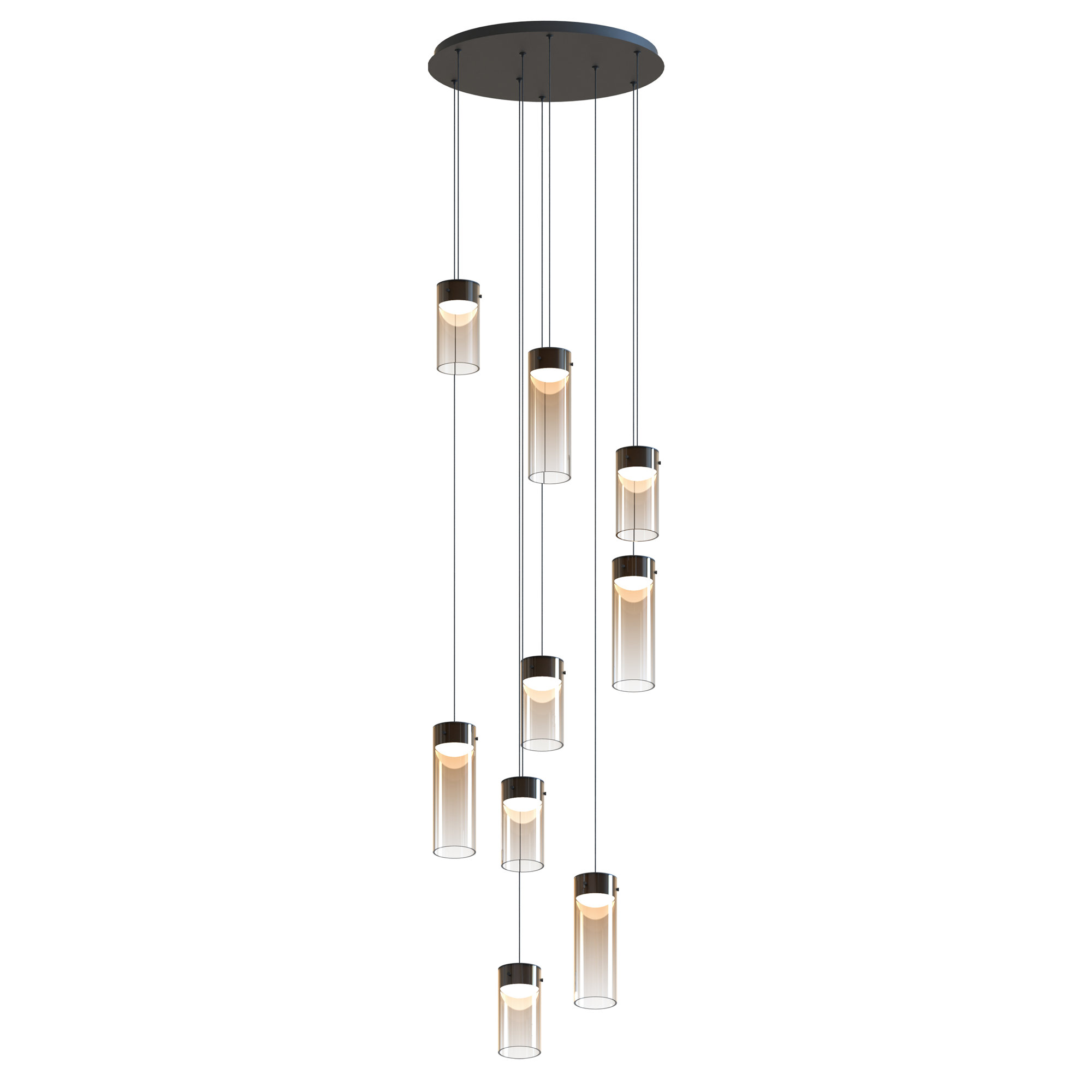 Delonda 9 Light Glass Dimmable Pendant, Amber