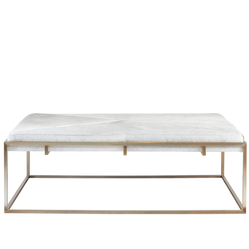 Travers 58" Wide Genuine Leather Tufted Rectangle Cocktail Ottoman