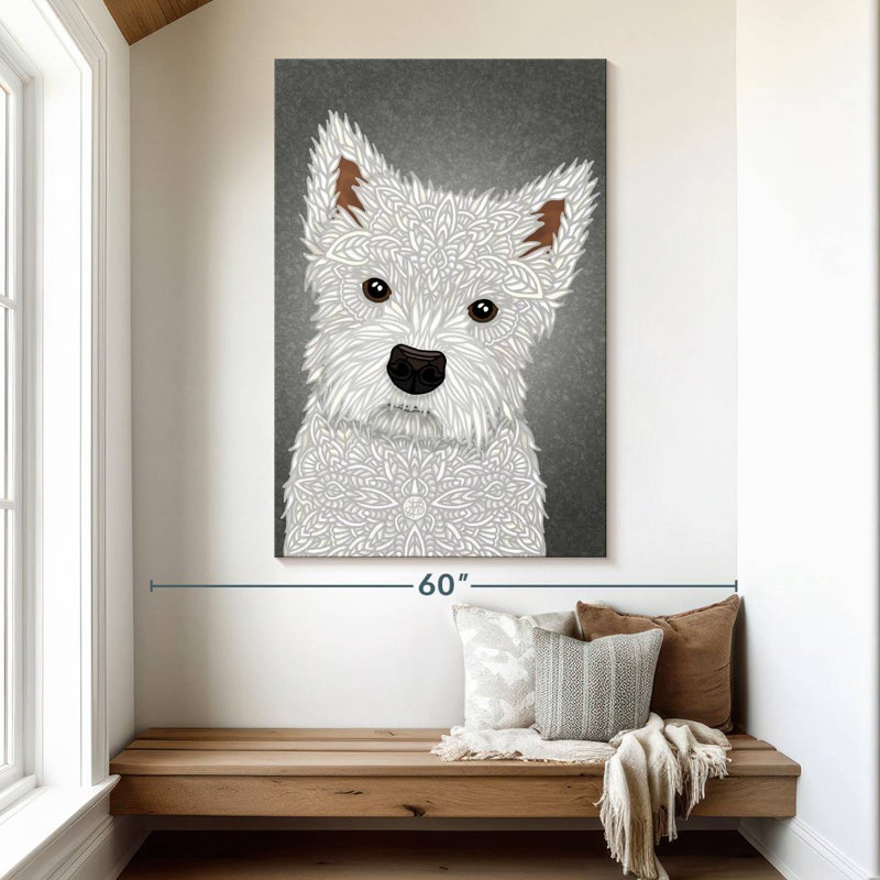 Brampt, mignon portrait de West Highland Terrier, H 51 po x l 34 po