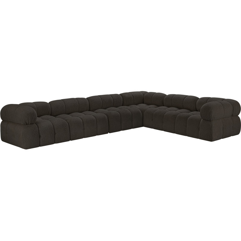 Canapé Ames, Tissu brun bouclé, 3 sans accoudoirs, 3 en coin