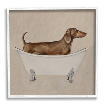 «Dachshund Dog Vintage Bathaign», estampe numérique encadrée par Coco de Paris
