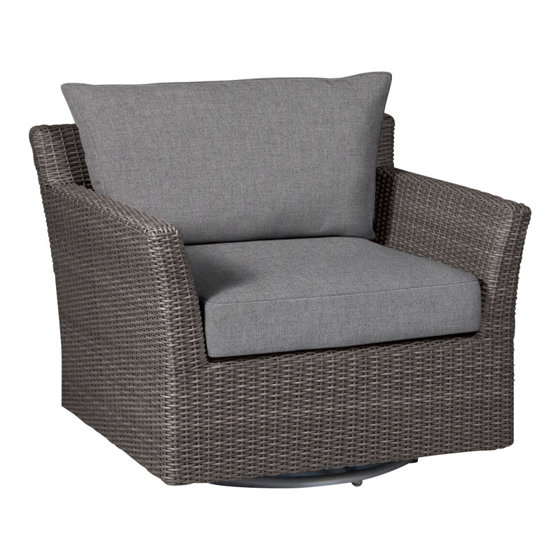 Fauteuil pivotant club tissé - noyer noir, InsideOut® Rollo ‑ lin dentelle, Pas de soudure, Noyer noir
