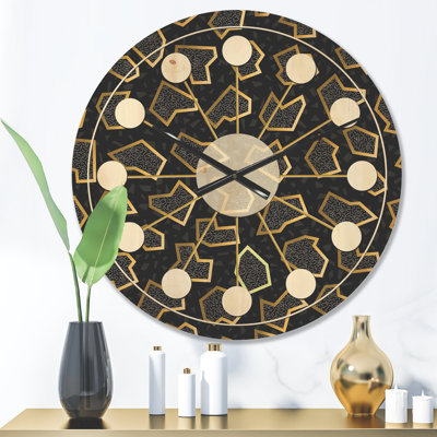 Horloge murale en bois doré rétro des années 80 - Mid-Century