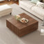 Table basse carrée brune avec 4 tiroirs, 33,25 pouces, compacte et polyvalente pour l'organisation du salon
