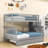 Twin Over Full Wooden Bunk Bed With Trundle And Storage Shelves-1552469594