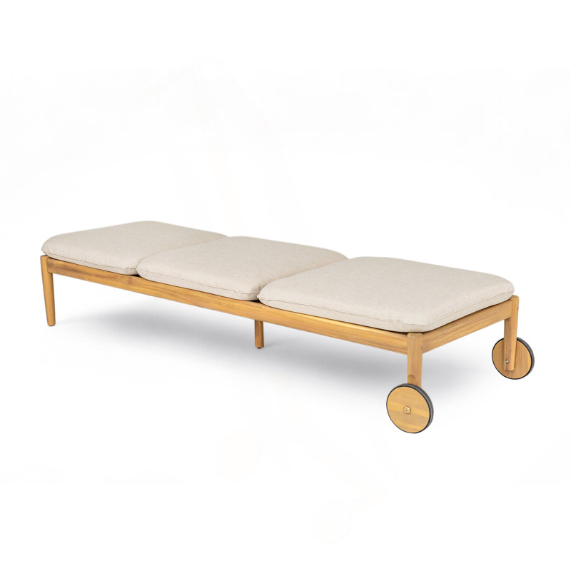 Chaise longue d'extérieur avec roulettes Riviera, structure en bois d'acacia (ensemble de 2)