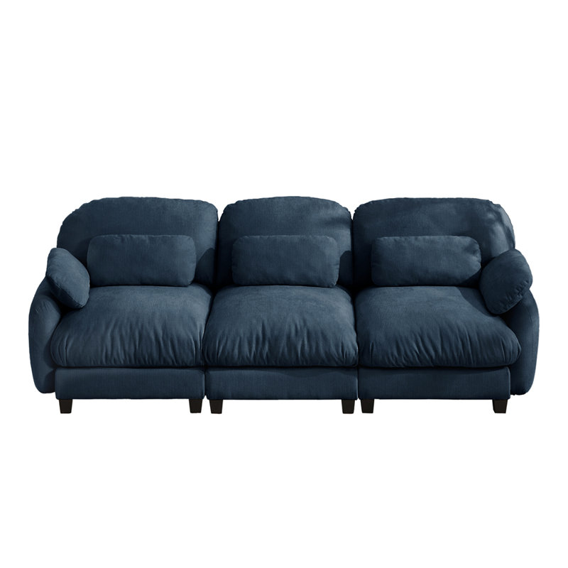 Canapé modulable moderne 3 places pour salon, Blue Chenille