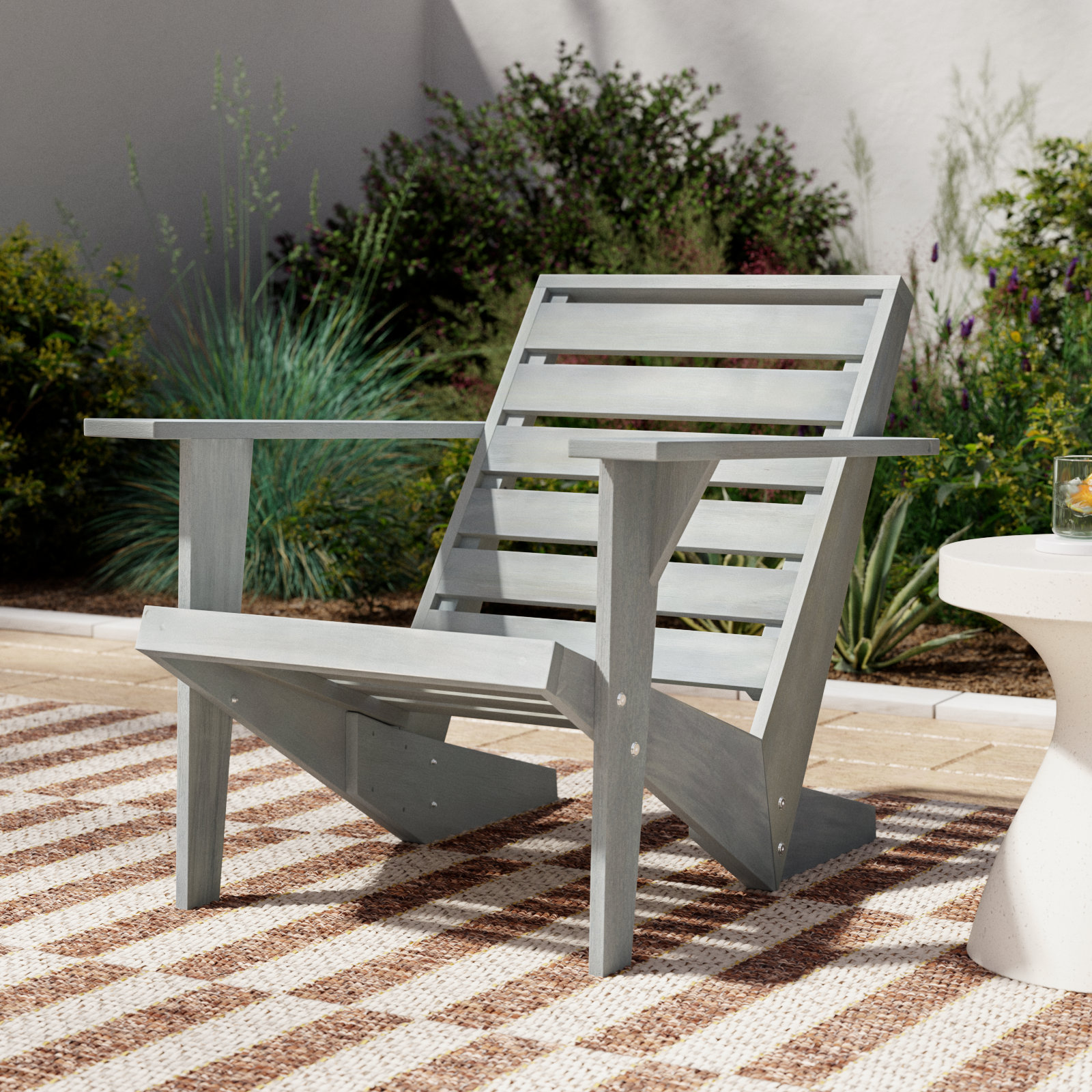 Ursa Acacia Outdoor Adirondack Chair, Ash Gray