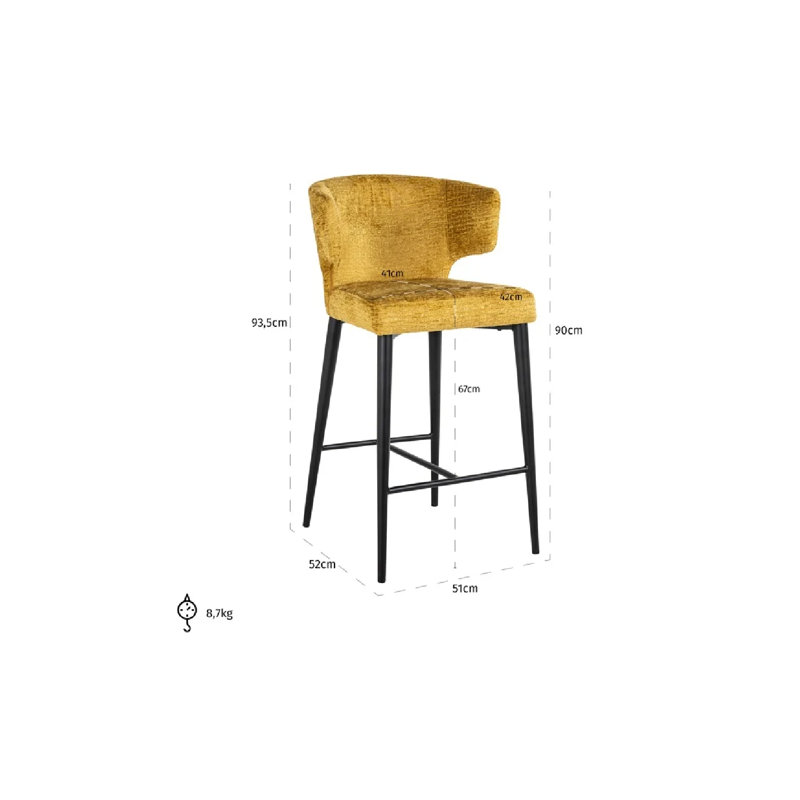 Taylor Upholstered Counter Stool with Metal Frame, Counter Stool (26” Seat Height)