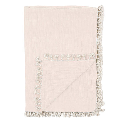 Light Pink 100% Cotton Baby Blanket, Stroller and Swaddle Blanket, Crane Baby