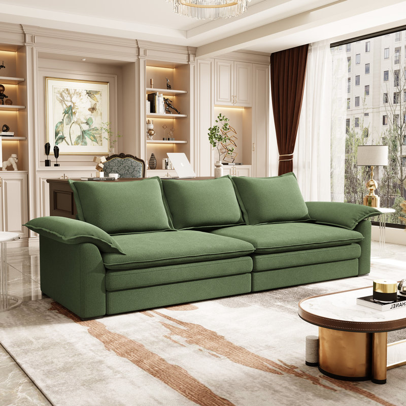4 Seater Chenille Sofa, Green