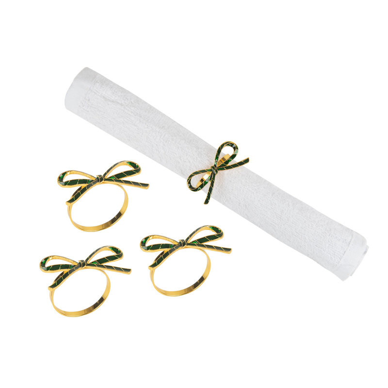 Ensemble de 4 serviettes vertes Green Ribbon, Vert