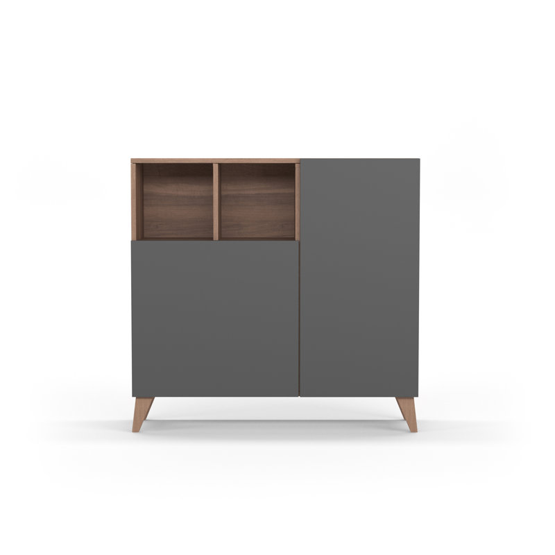 12 Pair Shoe Storage Cabinet, Walnut/Jet Black