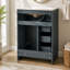 Meuble-lavabo bleu de 24 po avec lavabo simple en céramique intégré; présente une disposition à une porte et à trois tiroirs - idéale pour les petites et moyennes salles de bain.