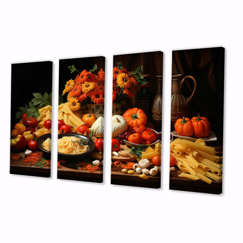 «Food & Beverage Pasta Festival», ensemble de 4 panneaux d'art sur toile - Pasta Festival I