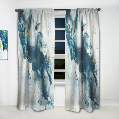 Blue Creative Abstract Liquid Art - Modern Curtain Panels