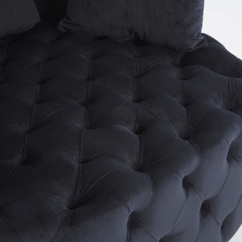 Foam Filled Black Velvet Chair - 40.6 In. Width For Living Room Style Modern Seating Chair,, Black