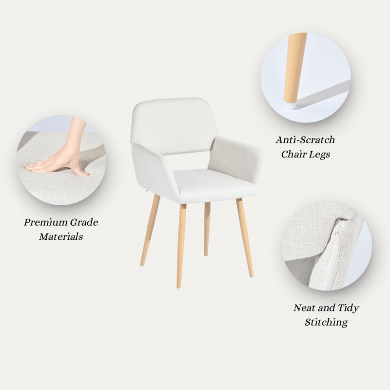 Modern 3-Piece Dining Set - White Table & Armchairs