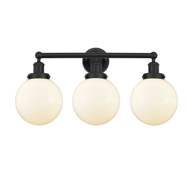 Éclairage pour meuble-lavabo à intensité variable à 3 lumières Alfonsa, Noir mat, Blanc mat