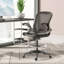 Chaise de dessinateur en filet, chaise de bureau haute avec support lombaire, accoudoirs rabattables, repose-pieds et hauteur de siège réglable