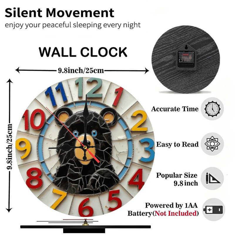 Horloge murale décorative Black Bear