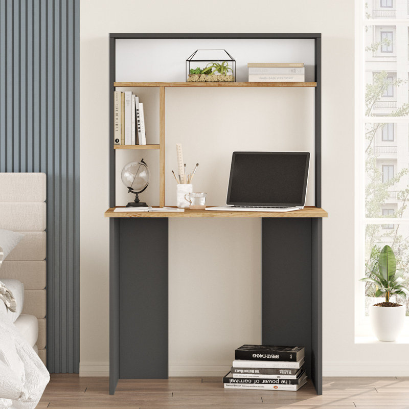 Bureau échelle avec huche Beddingfield, Naturel / gris