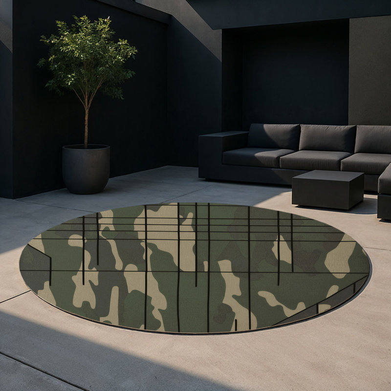 Tactical Stitch Indoor And Outdoor Area Rug, Round 5'