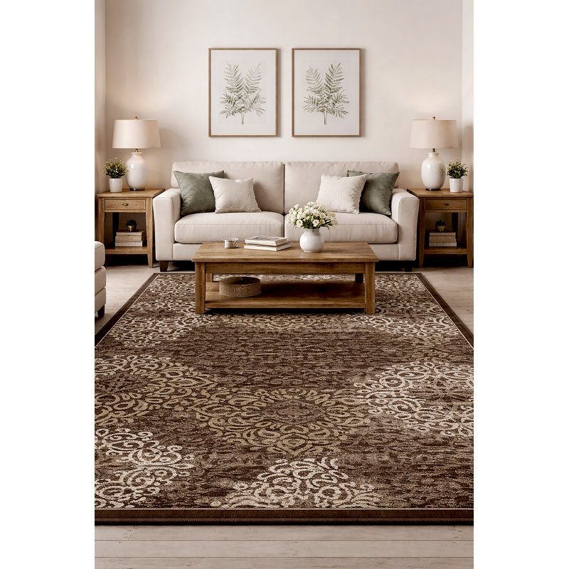 Tapis brun / ivoire Pisa, Rectangle 7 pi 10 po x 10 pi 6 po