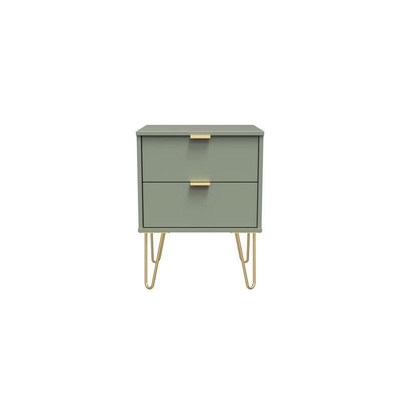 Fully Assembled Amaana 2 Drawer Bedside Table, Green