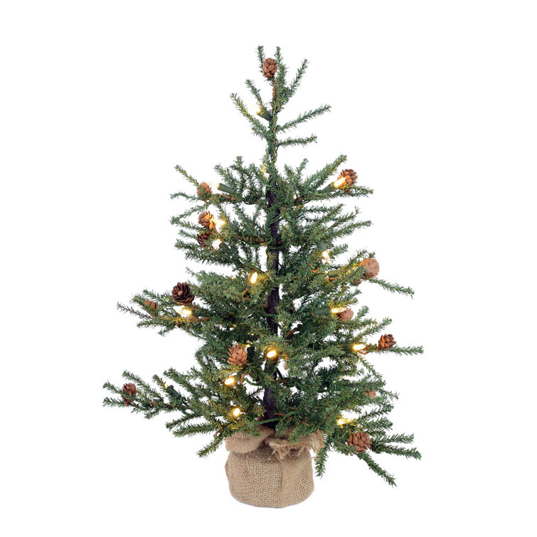 Windrowe 3.5' Green Pine Artificial Christmas Tree with 70 LED Clear/White Lights with Stand